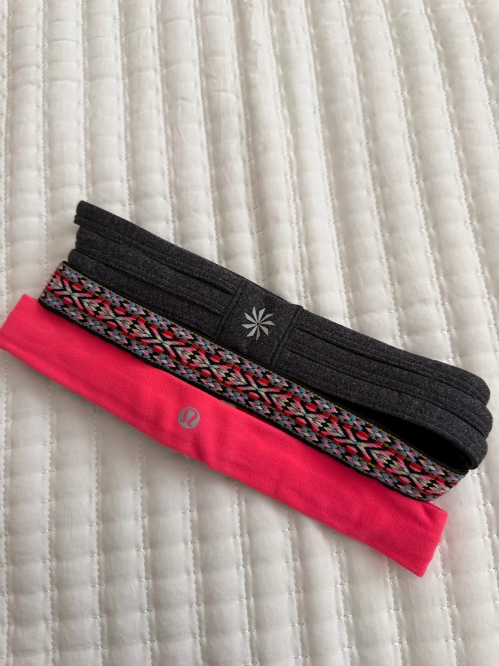 lululemon and athleta 3-Pack Headbands in Charcoal, Hot Pink & Multicolor
